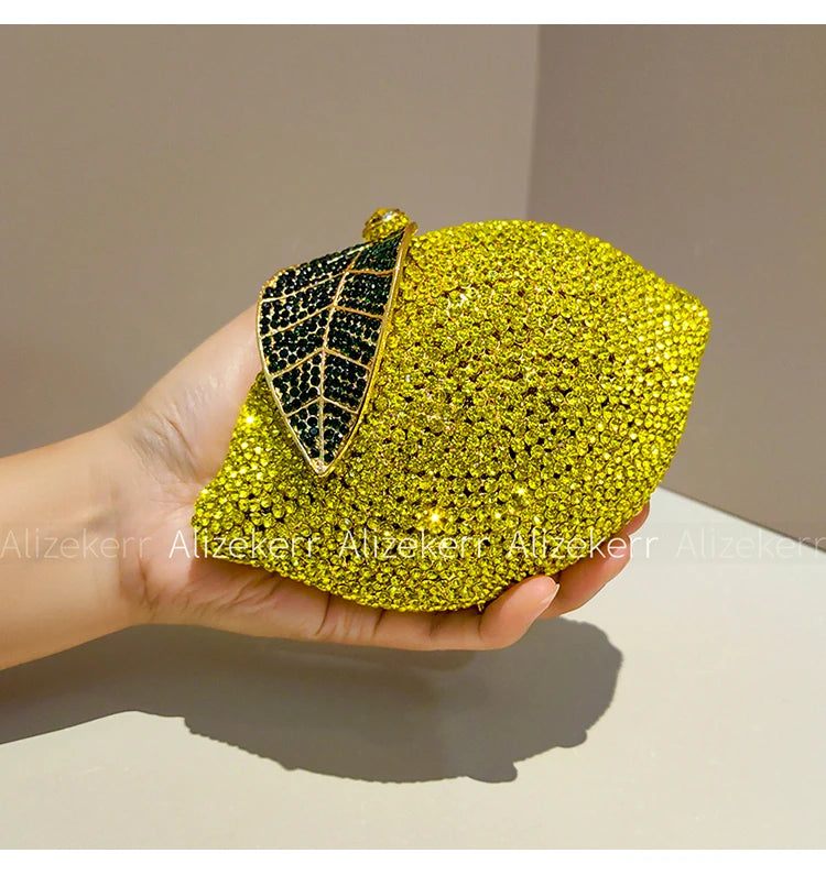 Elegant Lemon Shaped Diamond Evening Bag for Women