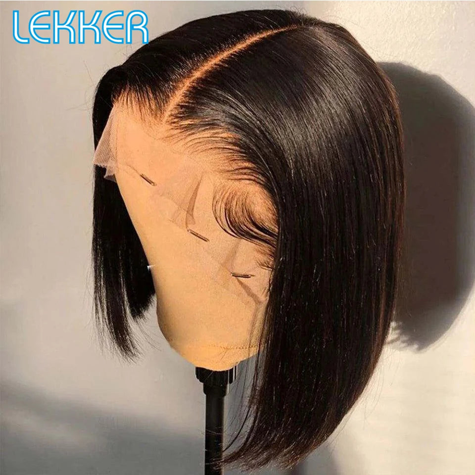 Short Blonde Straight Pixie Cut Lace Front Human Hair Wig for Women
