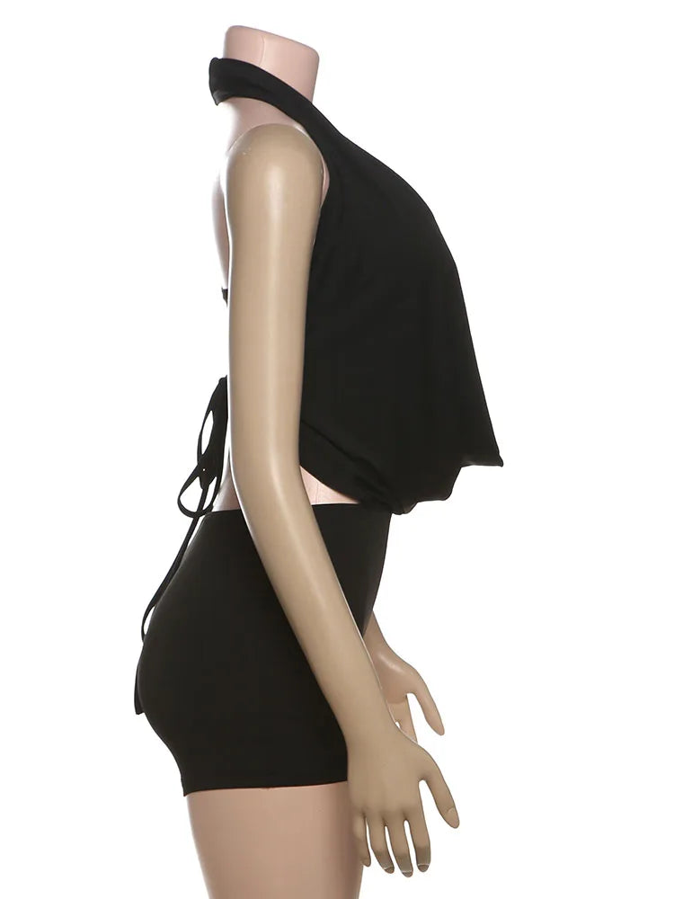 Pleated Backless Slim Romper Playsuit for Women Party Wear