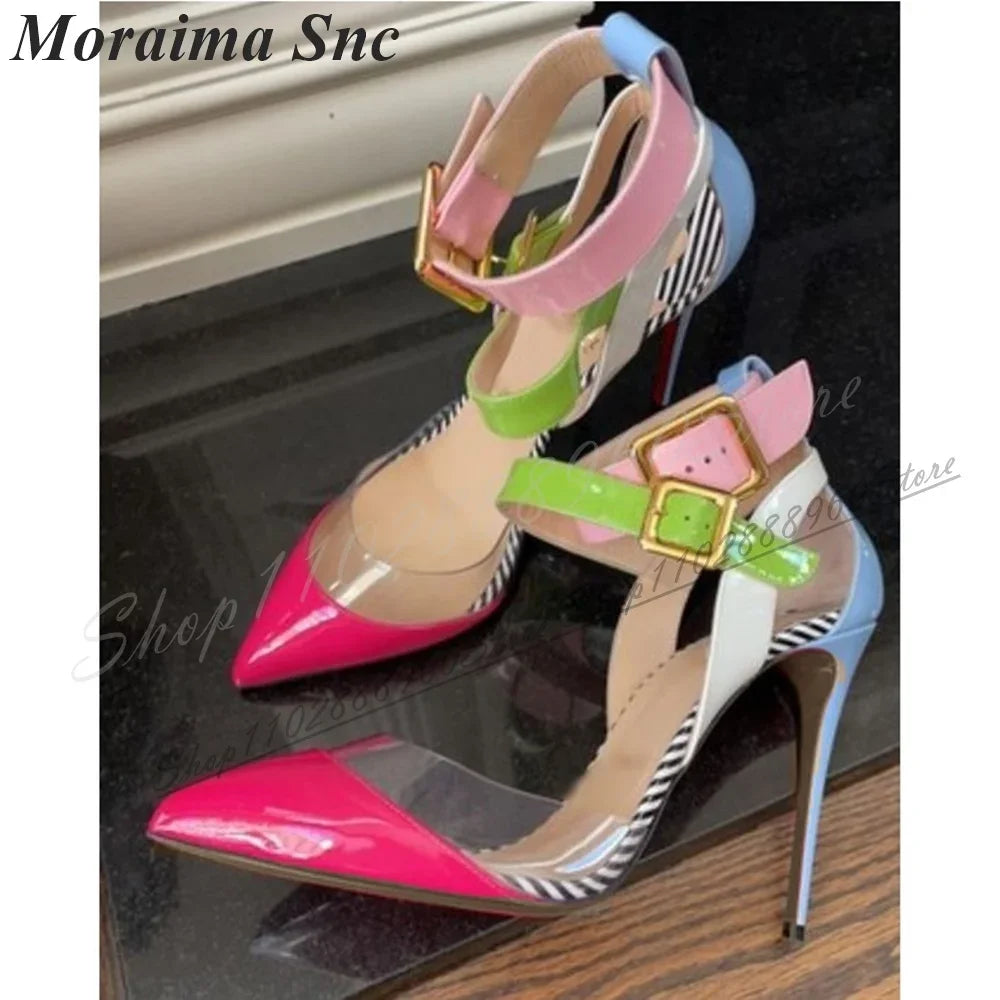 Stylish Pointed Toe Ankle Strap Sandals with Thin Heel for Women
