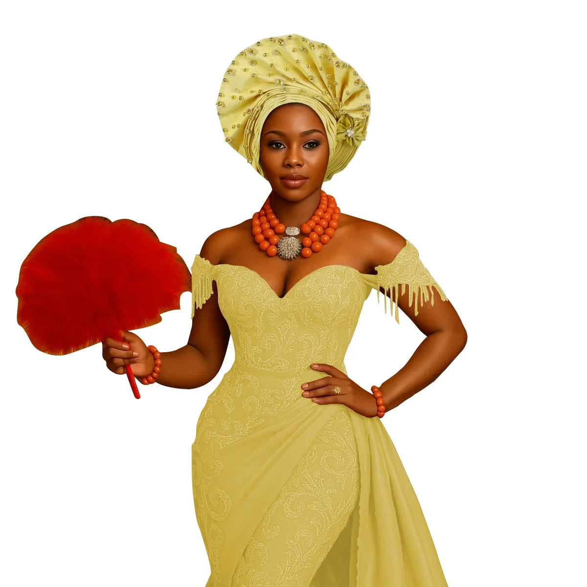 Pre-Tied African Wedding Party Gele Headwrap for Women
