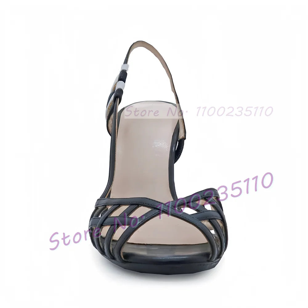 Two Tone Peep Toe Cross Strap Wedge Sandals For Women