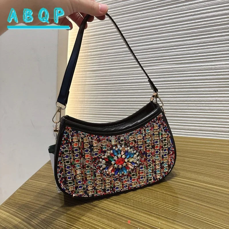 Dinner Women's Bag Luxury Brand Diamond-encrusted Glittering Dinner Party Women's Handbag Fashion Diamond-encrusted Shoulder Bag