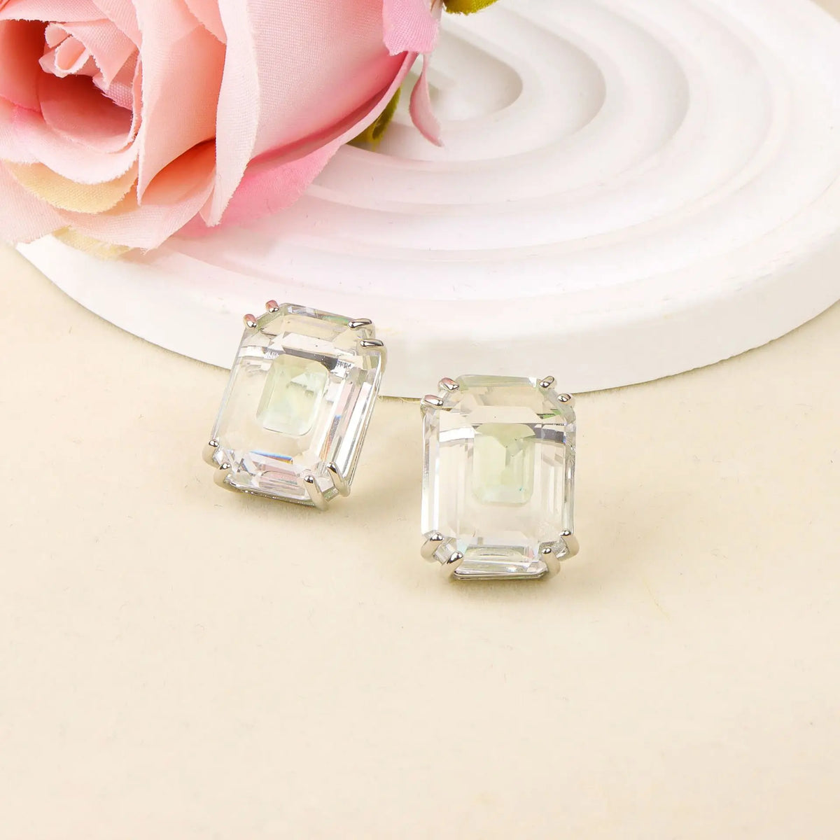 Colorful Geometric Zircon Stud Earrings