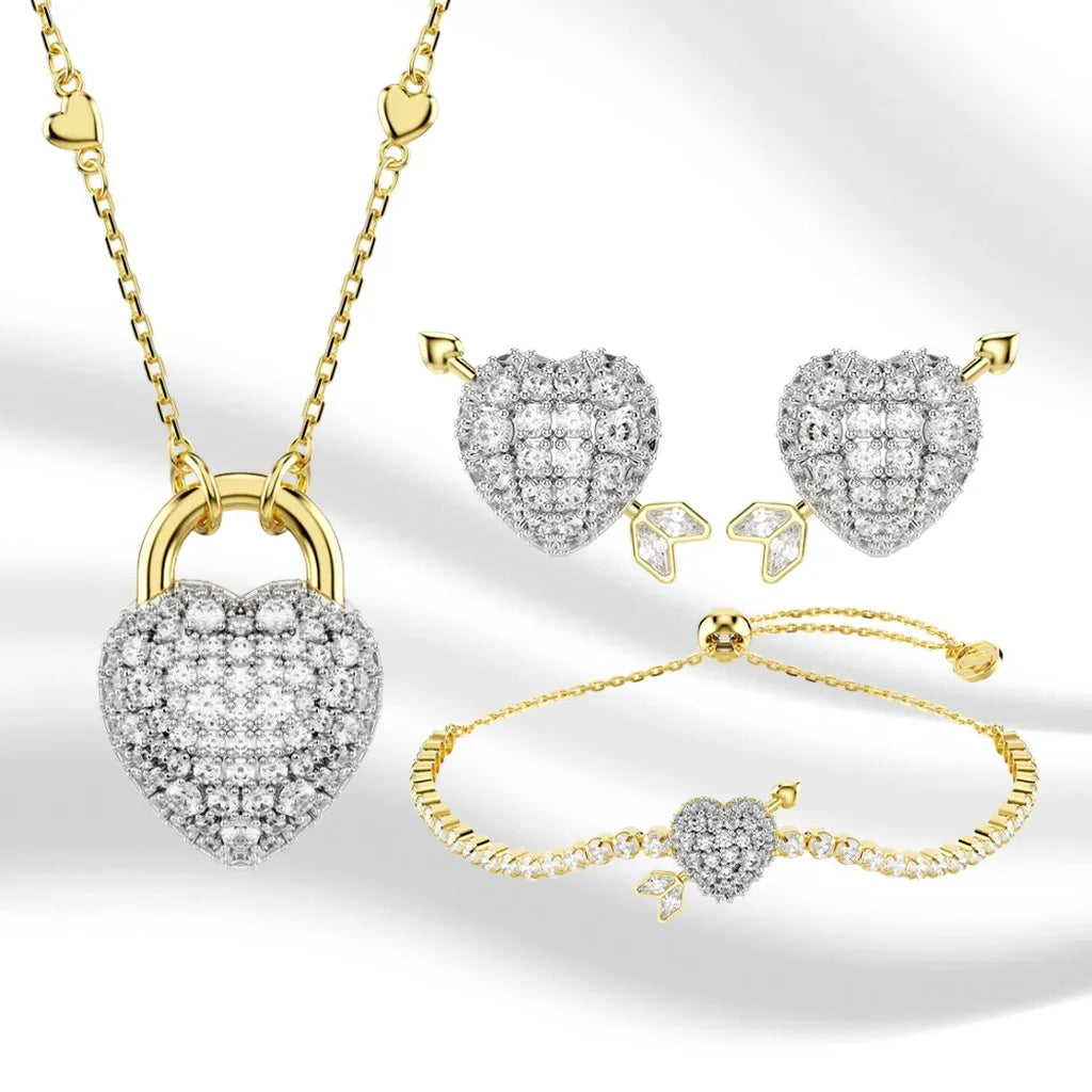 Elegant Gold-Plated Mixed-Cut Crystal Pendant Necklace for Women