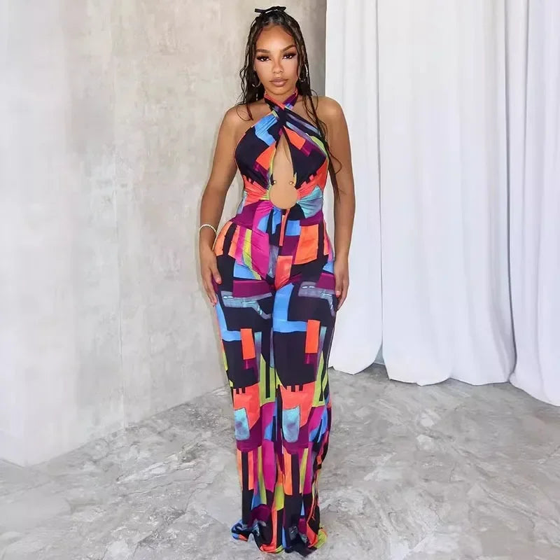 Halter Backless Wide Leg Jumpsuit