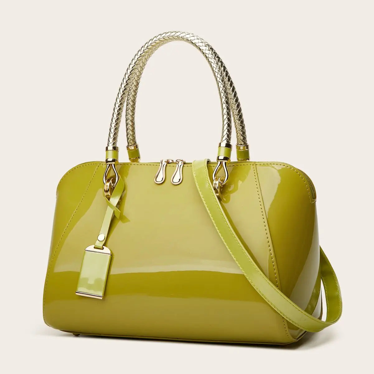 ABQP New Women's Handbag Luxury Brand Fashion Patent Leather Women's Shoulder Bag Large Capacity Boston Women's Bag High Quality
