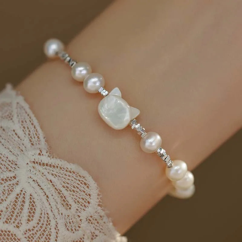 Pearl And Shell Adjustable Chain Bracelet for Women