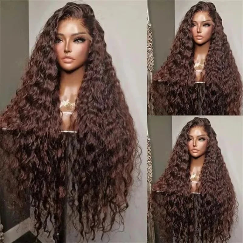 Curly Chocolate Brown Lace Front Human Hair Wig for Women