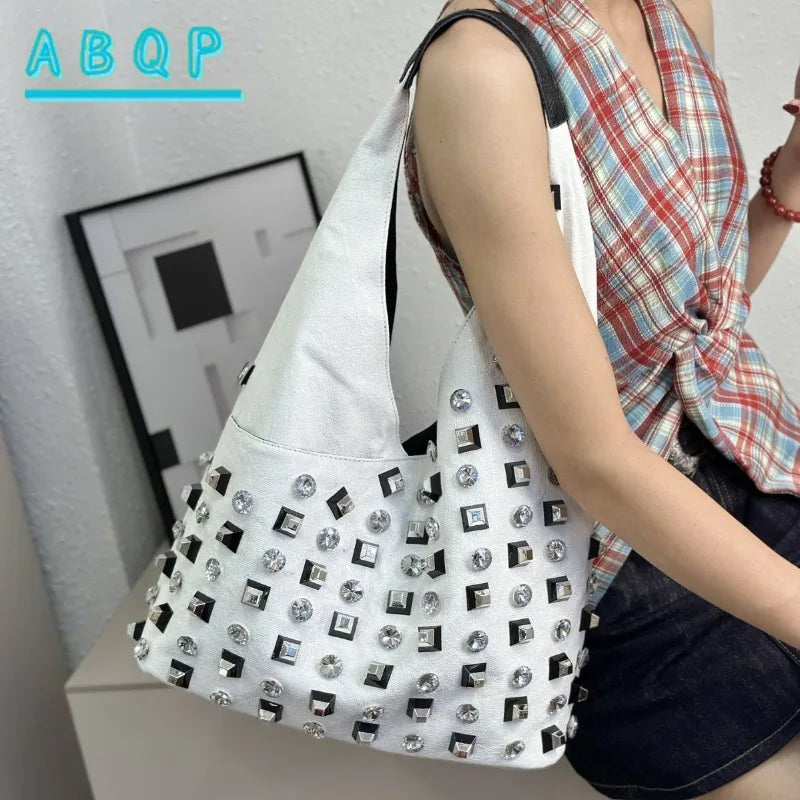 New Women's Diamond Handbag Luxury Brand Fashion Diamond Women's Shoulder Bag Large Capacity Shiny 2-piece Set Women's Bag