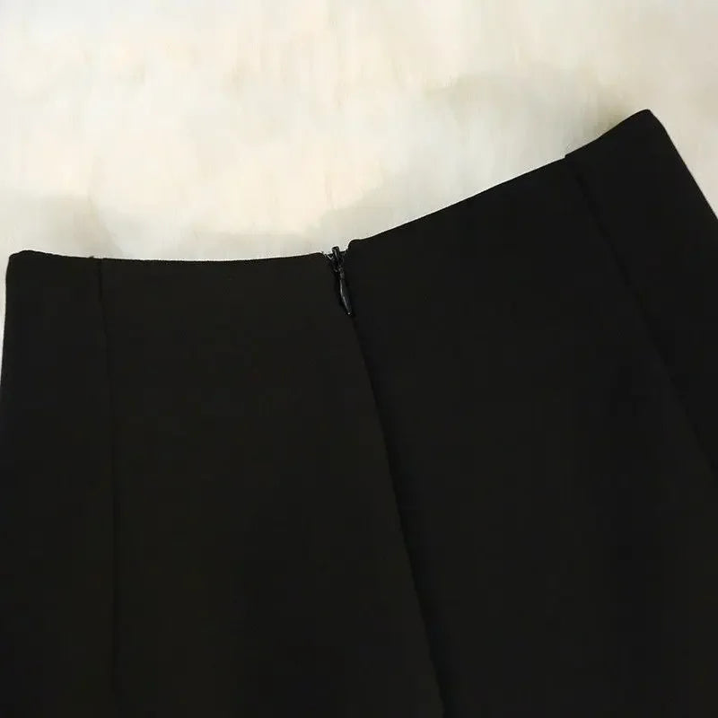 Tailored High Waist Solid Split Midi Skirt for Women