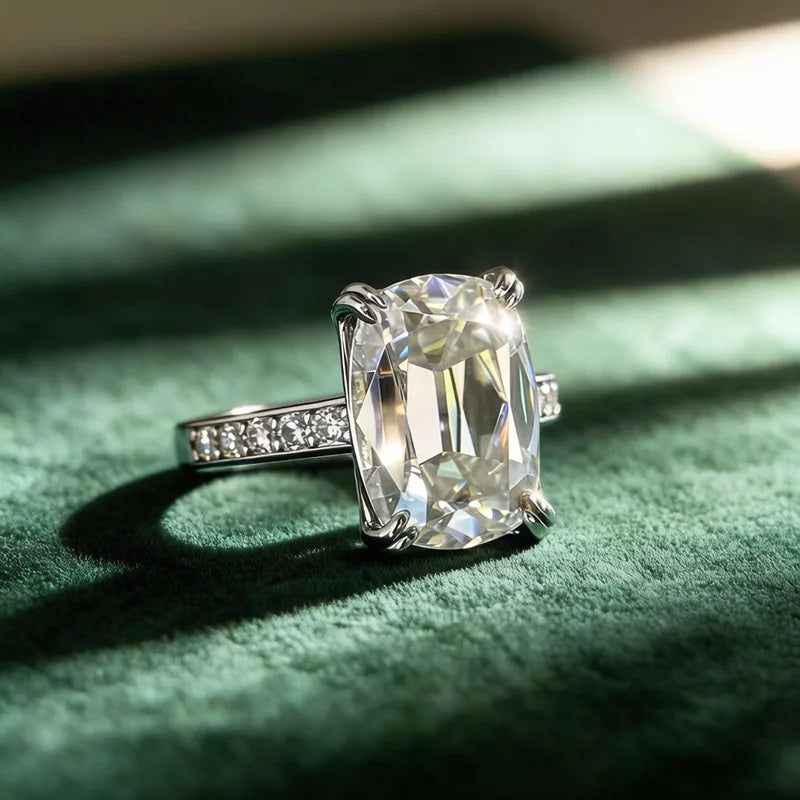 Old European Cut Moissanite Sterling Silver Ring for Women