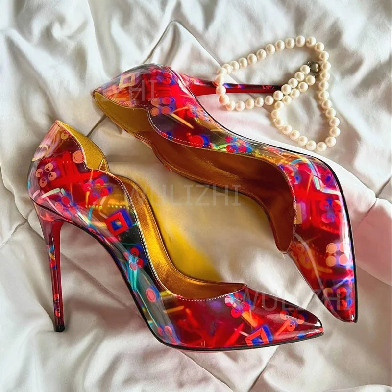 Metallic Red Pump Style Pointed Toes Sandals for Women