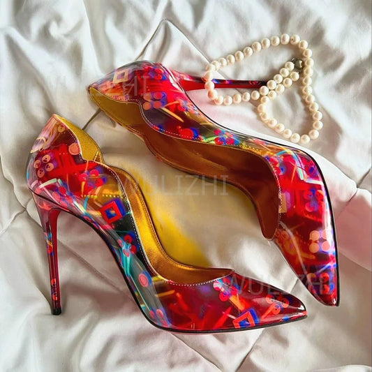 Metallic Red Pointed Toe Sandals