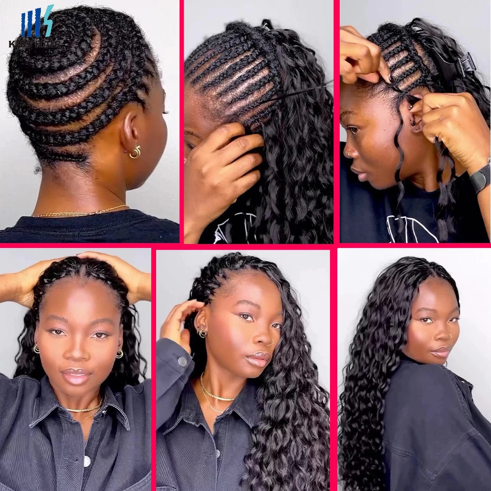 Deep Wave Brazilian Human Hair Knotless Crochet Braids for Women