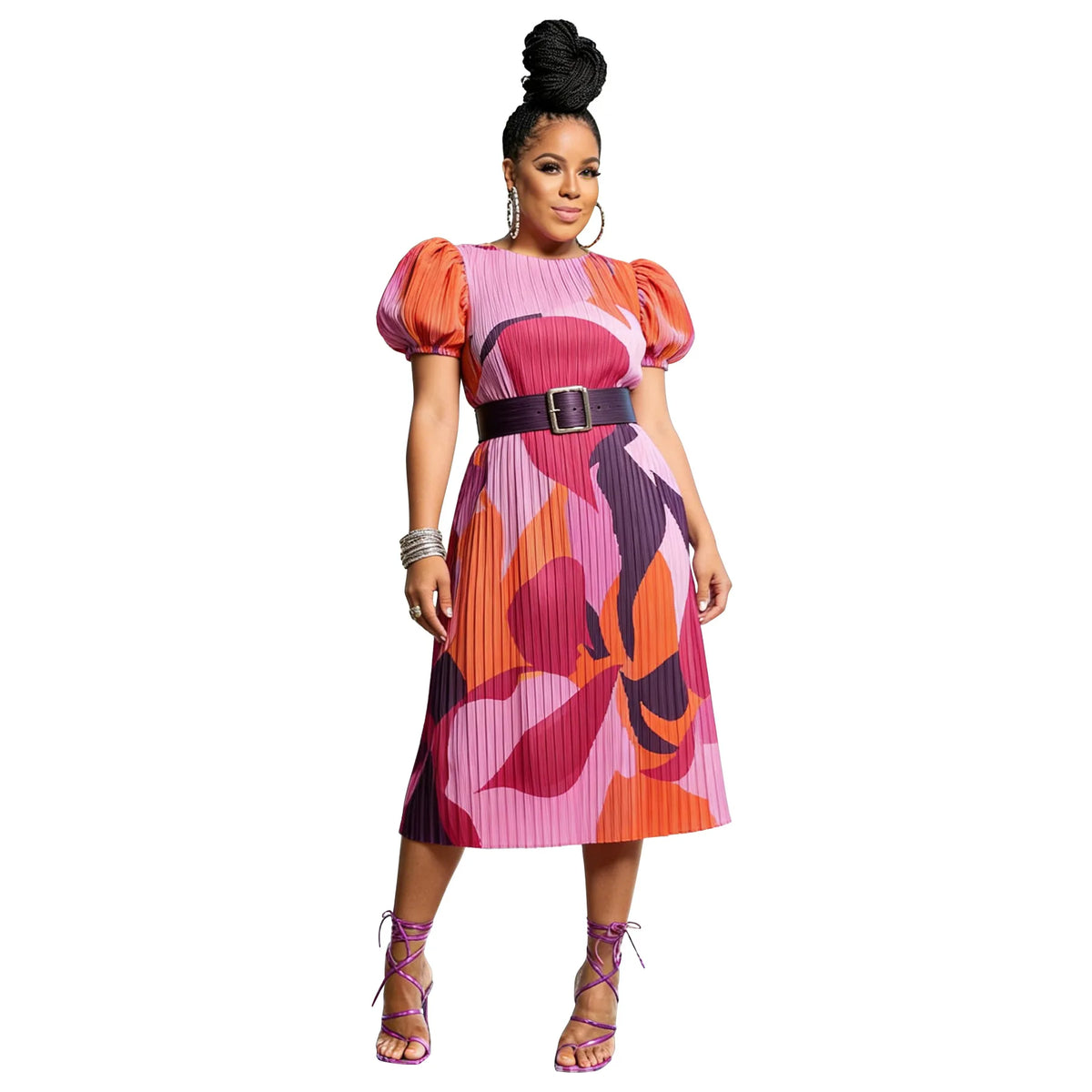 Short Sleeve Slim Fit African Kanga Dress for Women