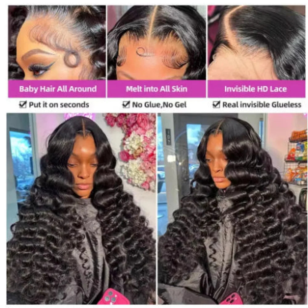 Deep Wave Brazilian Lace Front Human Hair Wig For Women