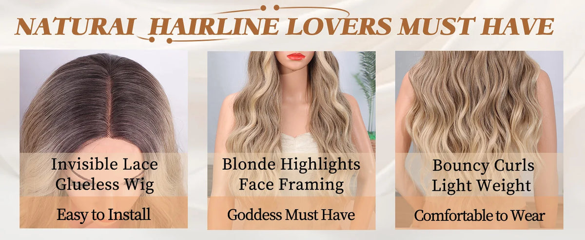 Synthetic Middle Part Wavy Lace Front Wig For Women