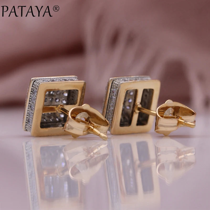 Rose Gold Zircon Drop Earrings
