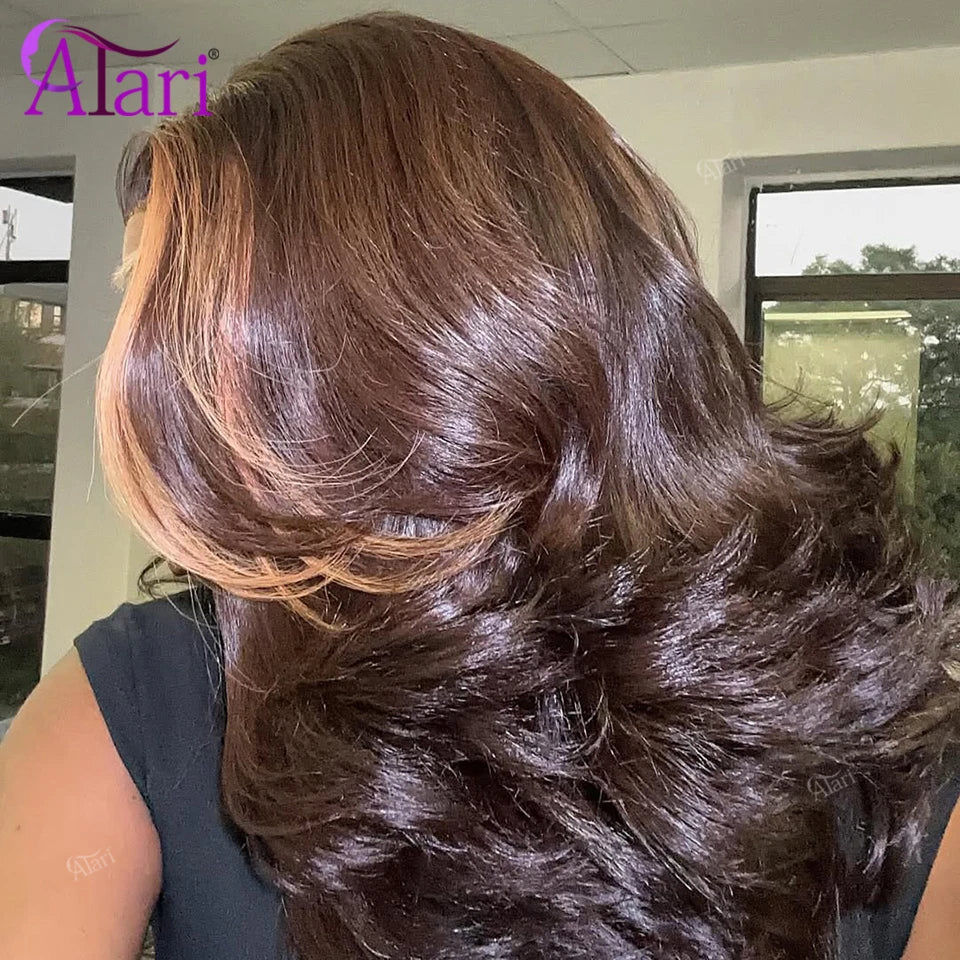 Brown Body Wave Human Hair Bob Wig