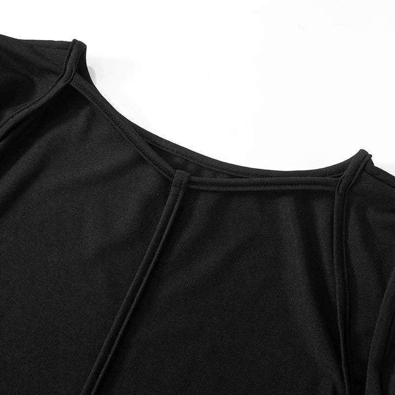 Sexy Open Back Black Satin Bodycon Dress for Women