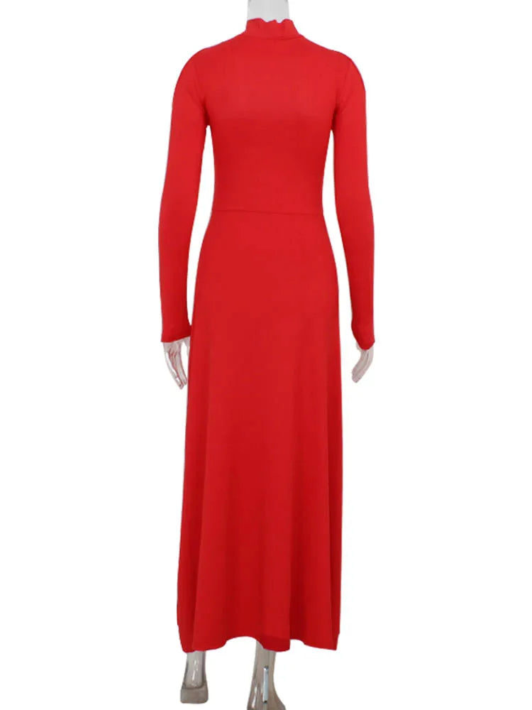 Hollow Out Slim Ankle Length Dress for Women