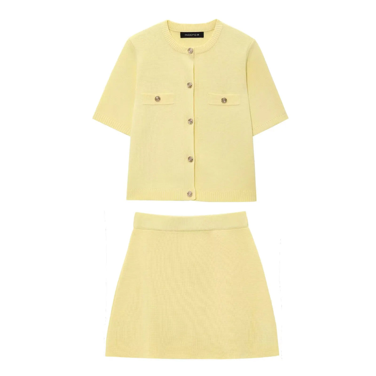 Short Sleeve Knit Top and Mini Skirt Set for Women