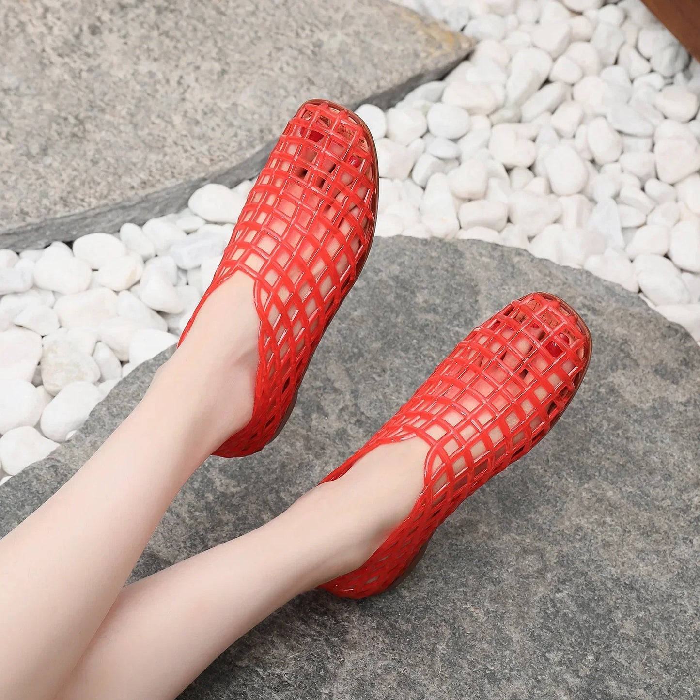 Lightweight Breathable Hollow Out Jelly Slides For Women