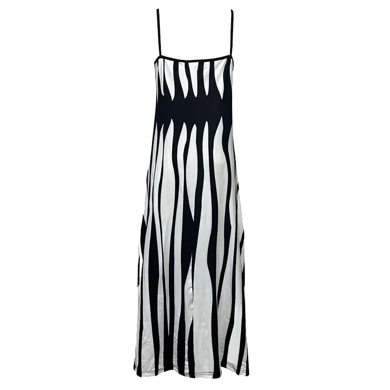 Casual Striped Sleeveless Knit Maxi Dress For Women