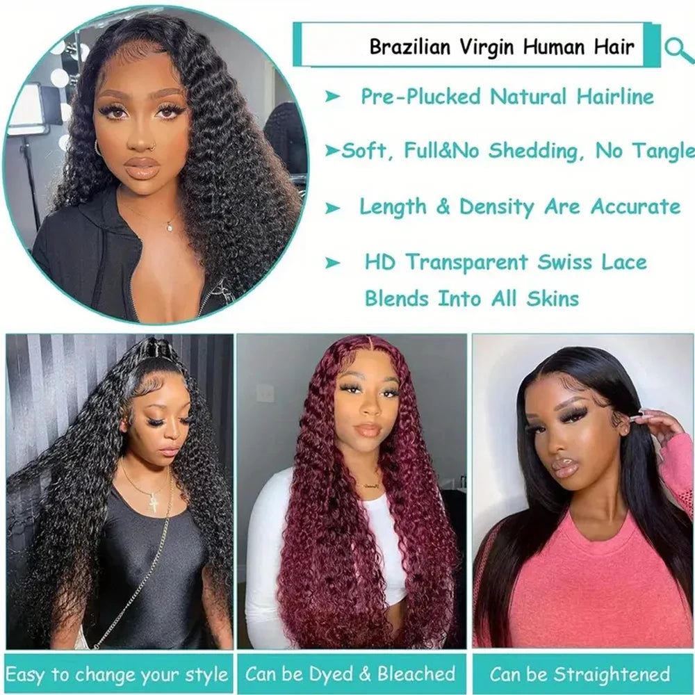 Deep Curly Wave Glueless Brazilian Human Hair Lace Wig For Women
