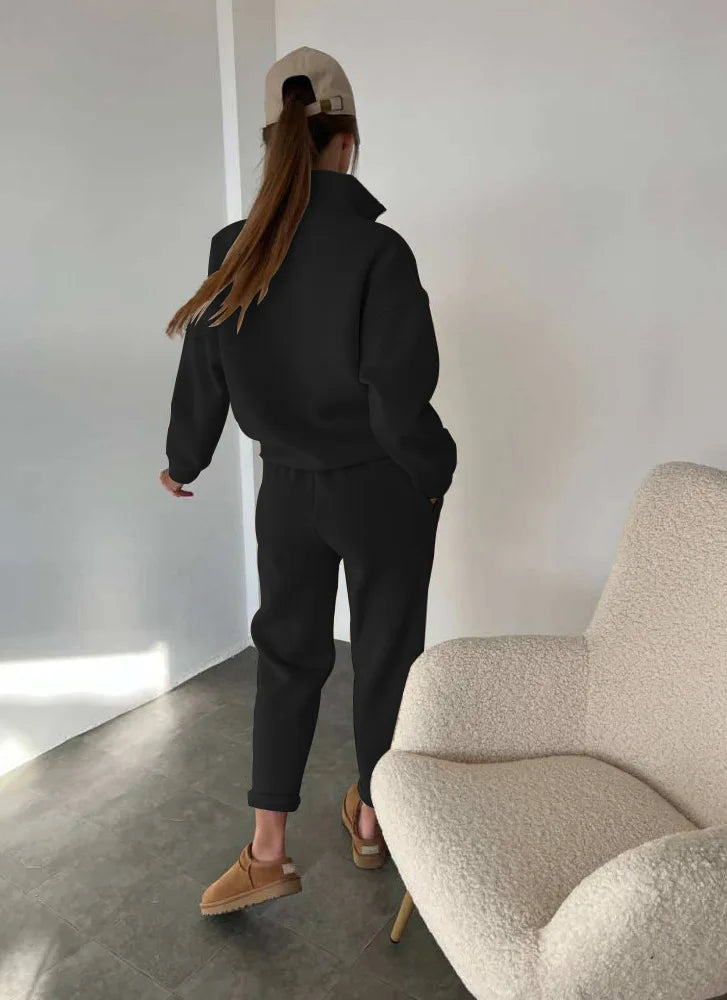 Oversized Warm Casual Hoodie and Long Pants Set for Women