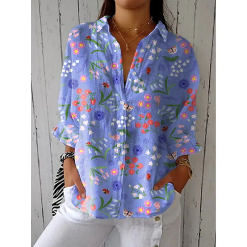 Ditsy Floral Oversized Dropped Shoulder Blouse for Women