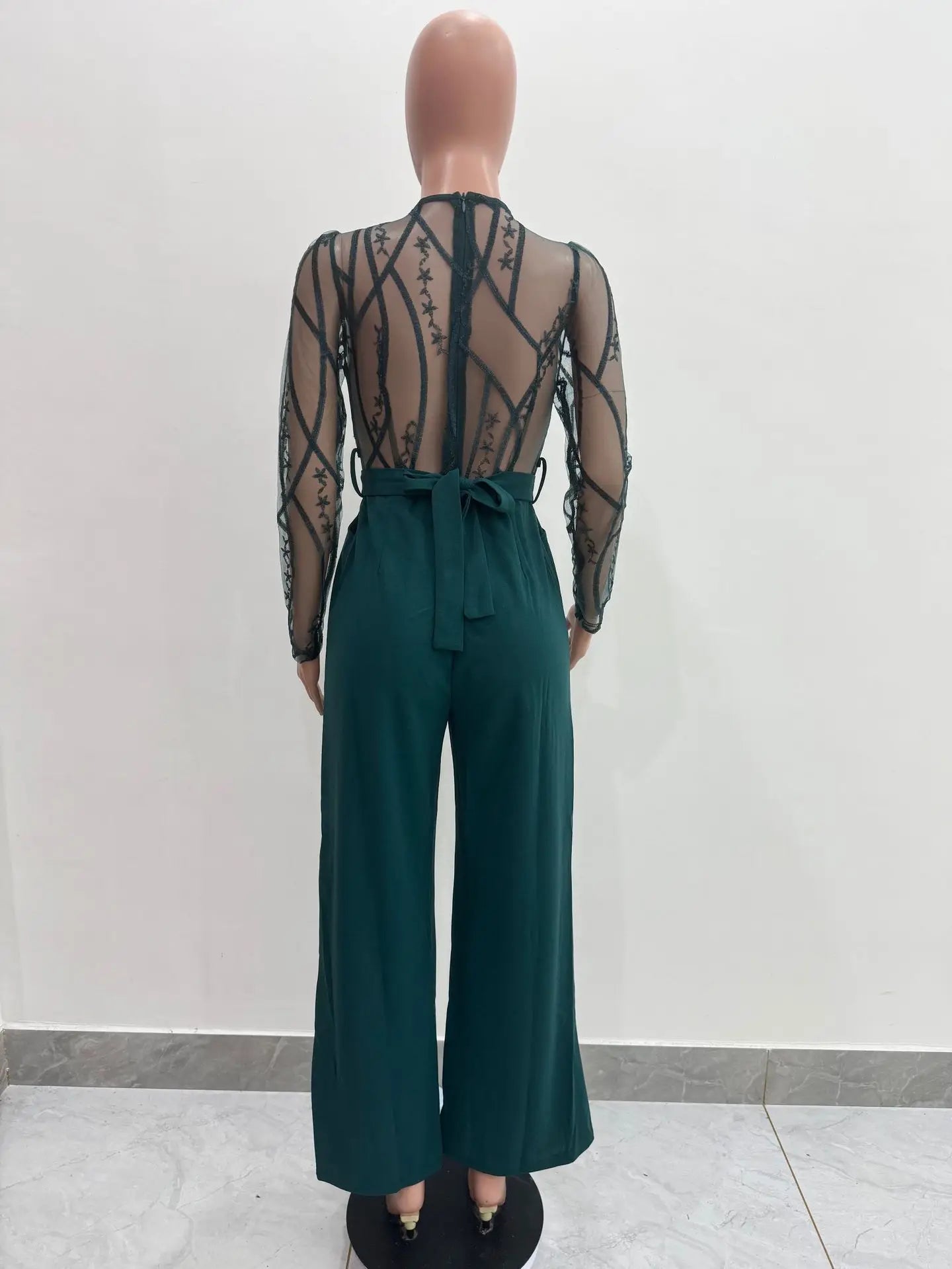 Elegant Patchwork Wide Leg O-neck Jumpsuit for Women