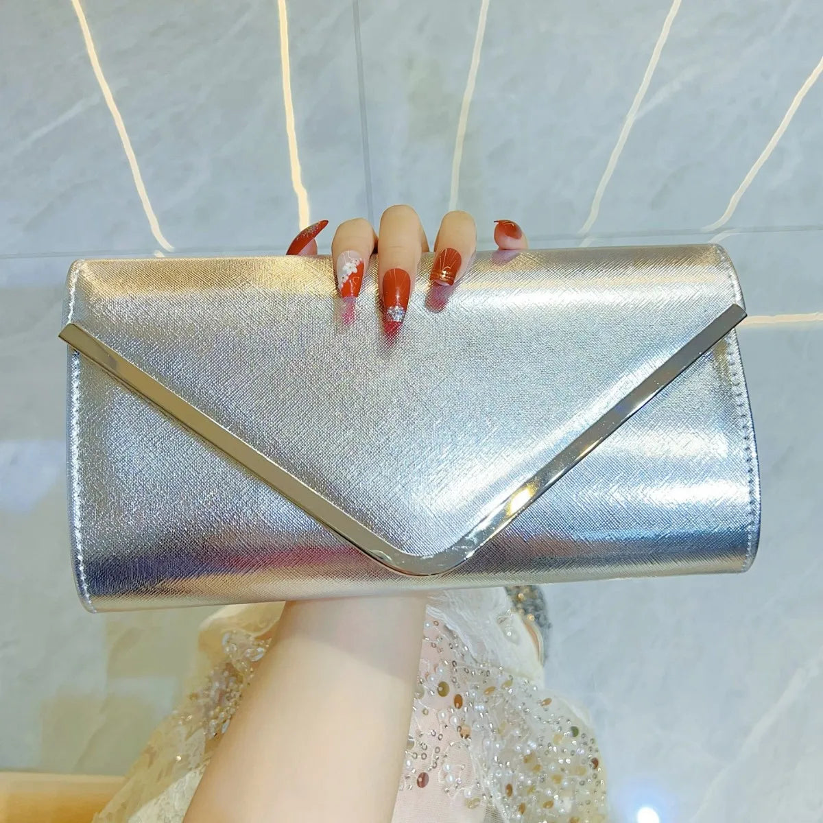 New Women's Envelope Evening Clutch Handbags Elegant Square Bridal Clutch Party Prom Wedding Purse Clutch Shoulder Bags Wallet