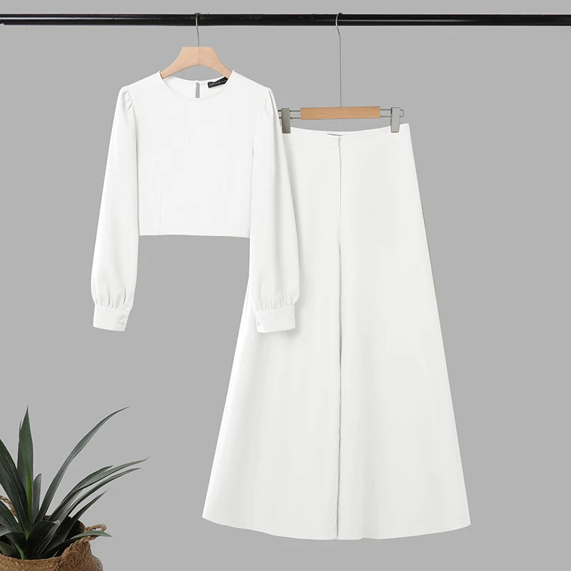 2025 Autumn Pant Sets ZANZEA Fashion 2PCS Women Outfits Solid Tracksuits Suit Long Sleeve Blouses Wide Leg Trousers 2 Piece Set