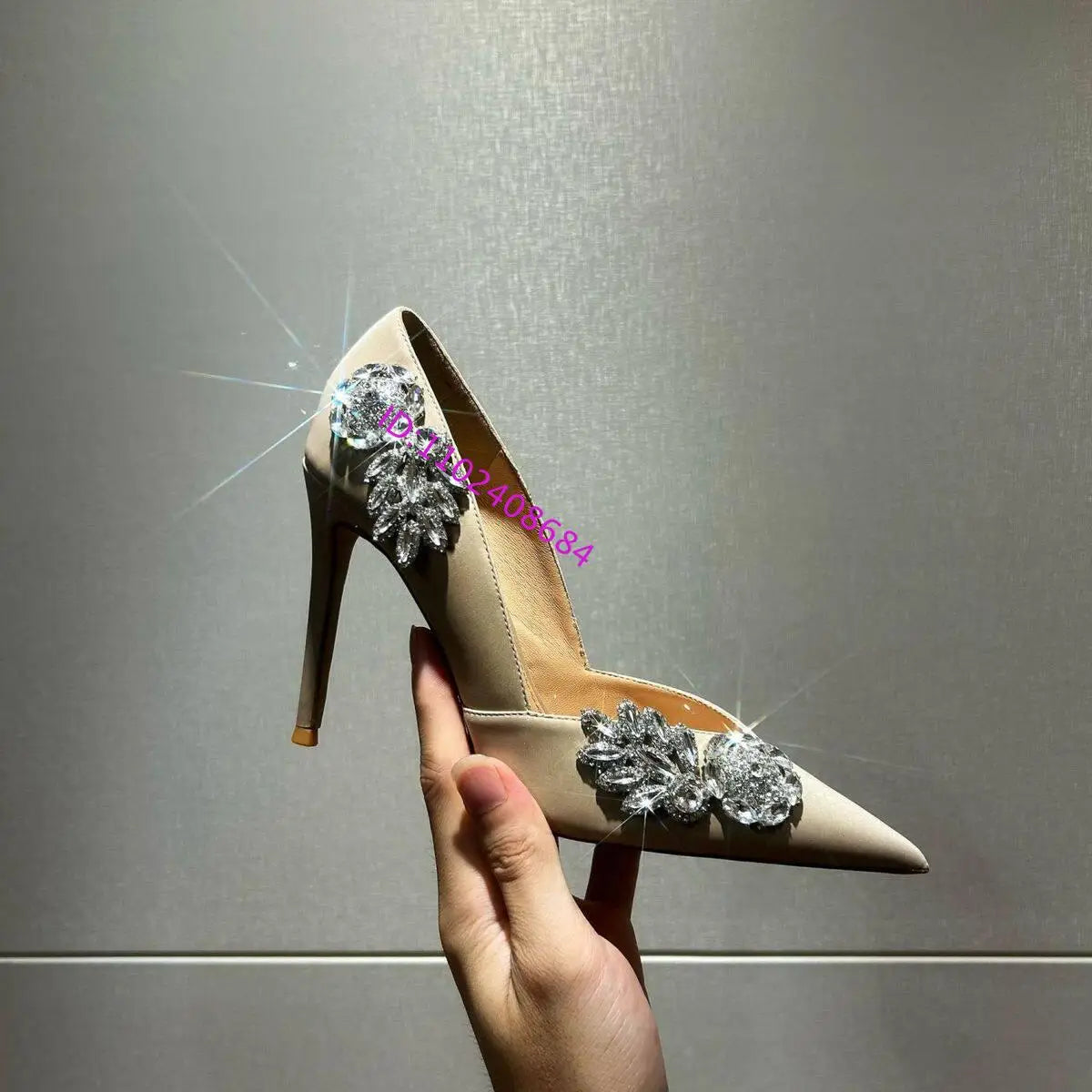 Elegant Crystal Rhinestone Pointed Toe Pumps For Women