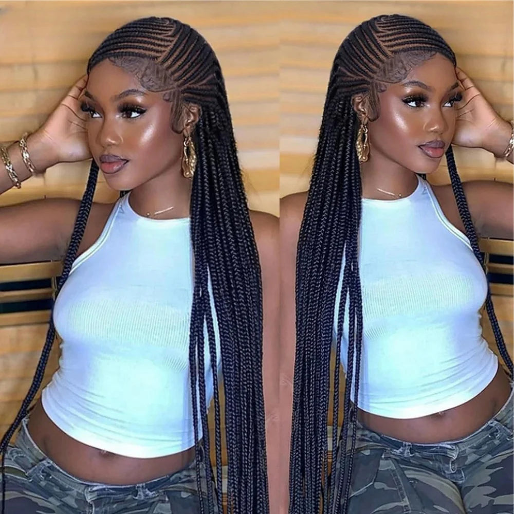 Long Braided Lace Front Synthetic Wig With Baby Hair for Women