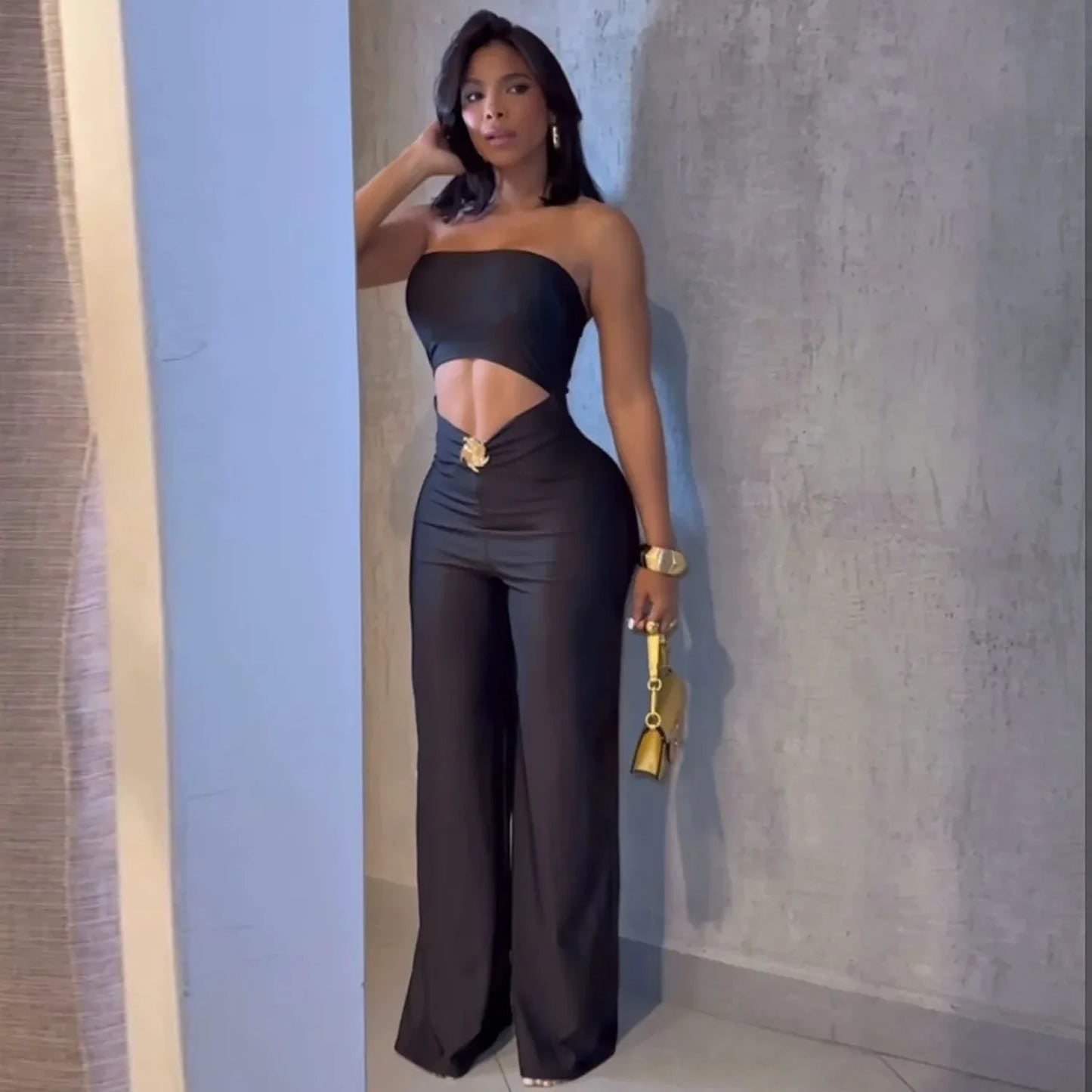 Elegant Solid Color Sleeveless Backless Jumpsuit for Women