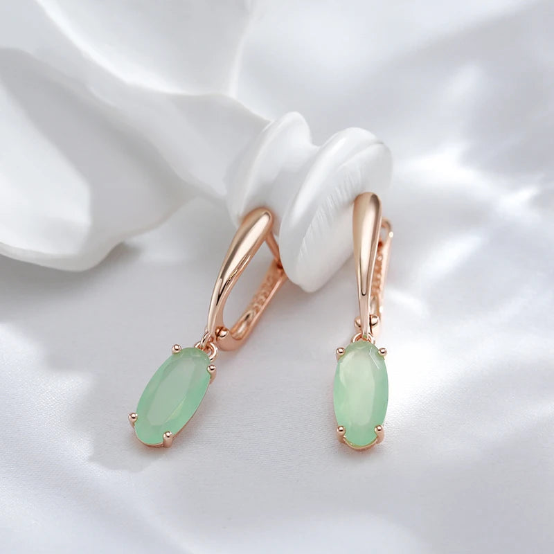 Green Zircon Antique Gold Tone Drop Earrings for Women
