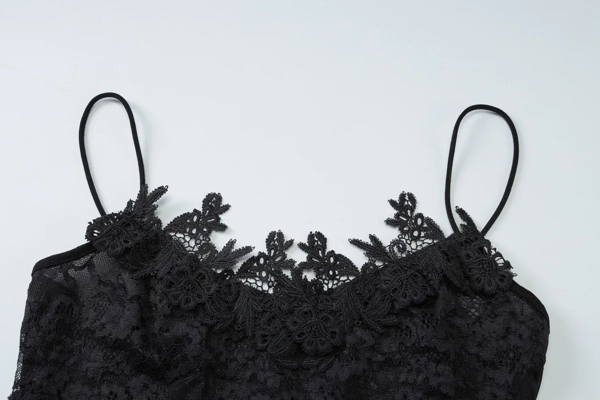 Sexy Sheer High Waist Lace Patchwork Dress for Women