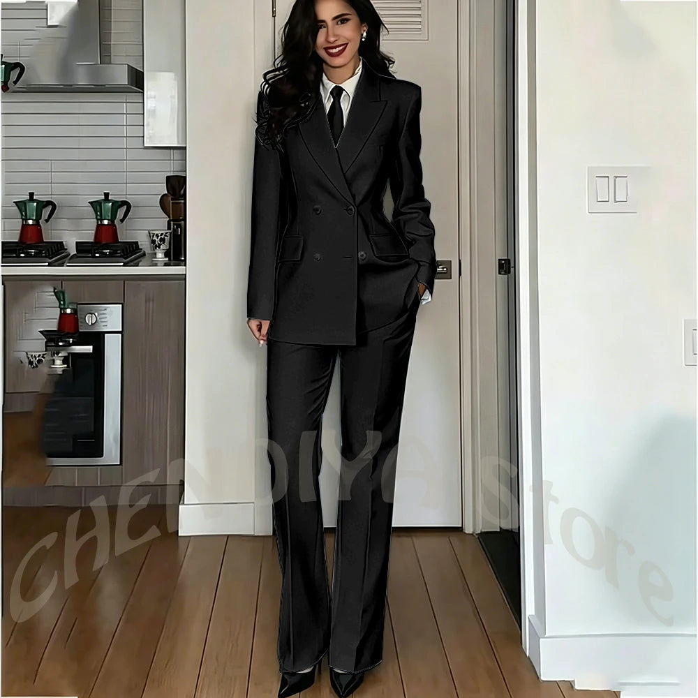 Modern Lady Pure White Suit Double Breasted Peak Lapel Casual Chic Women Suit Formal Dinner Party Business Office Outfit Costume