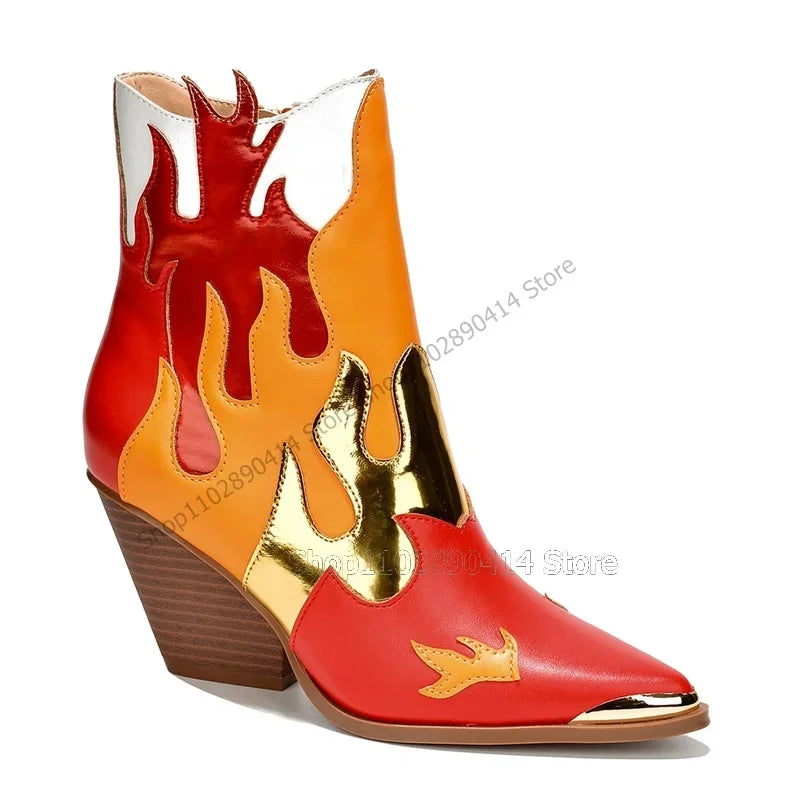Colorful Totem Pointed Boot