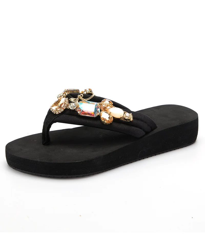 Crystal Accent Clip Toe Casual Summer Sandals For Women