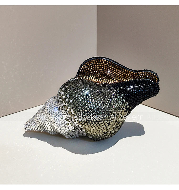 Glamorous Crystal Conch Shaped Rhinestone Evening Bag for Women
