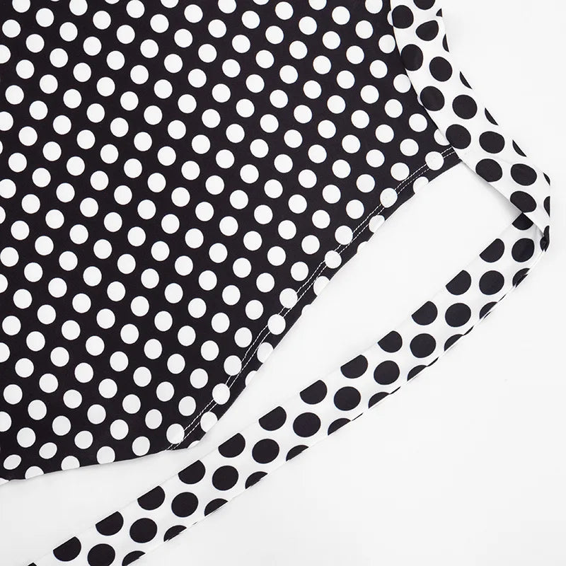 Patchwork Polka Dot Halter Bodycon Romper for Women