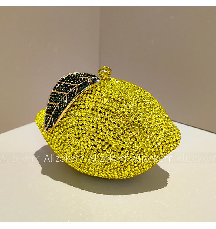 Elegant Lemon Shaped Diamond Evening Bag for Women