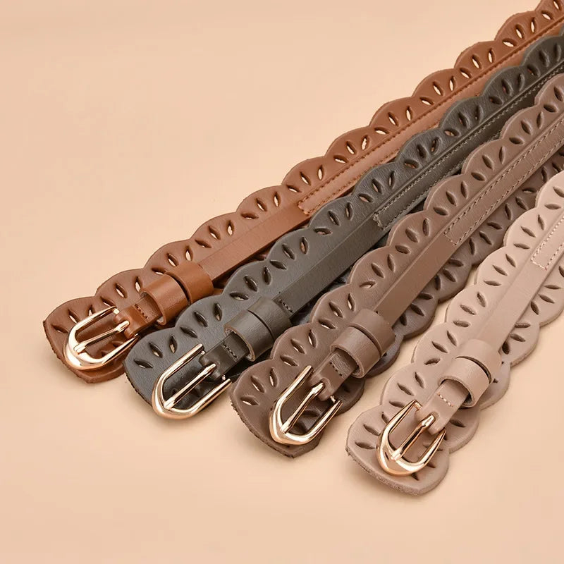 Soft Wide Hollow Out Leather Wraparound Belt for Women