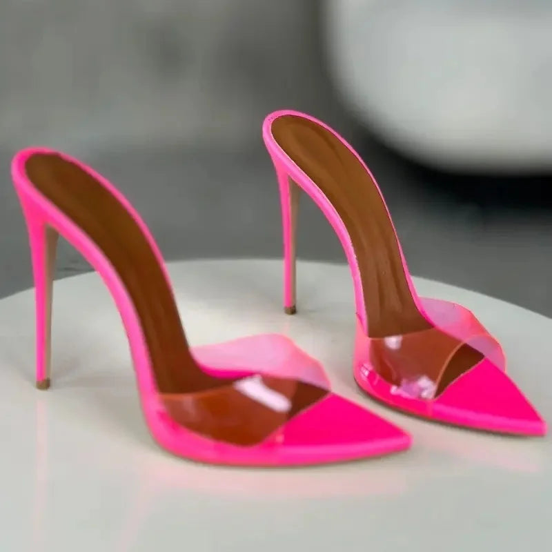 Elegant Solid Color PVC Pointed Toe Pumps for Women