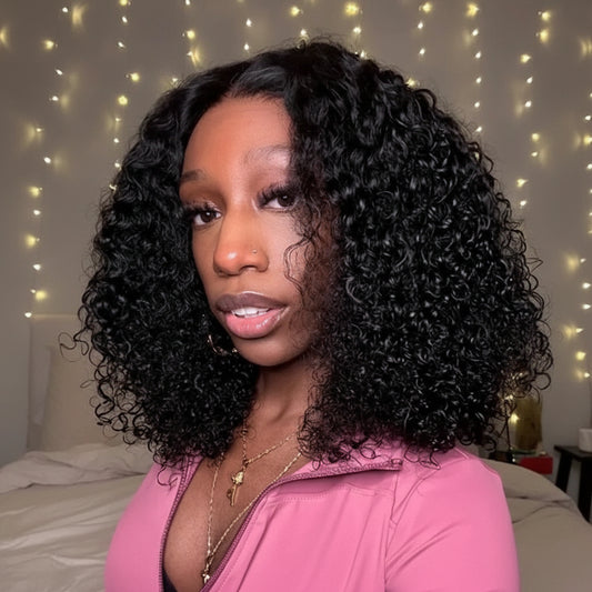Water Curly Glueless Bob Wig (10–16 Inch Options)