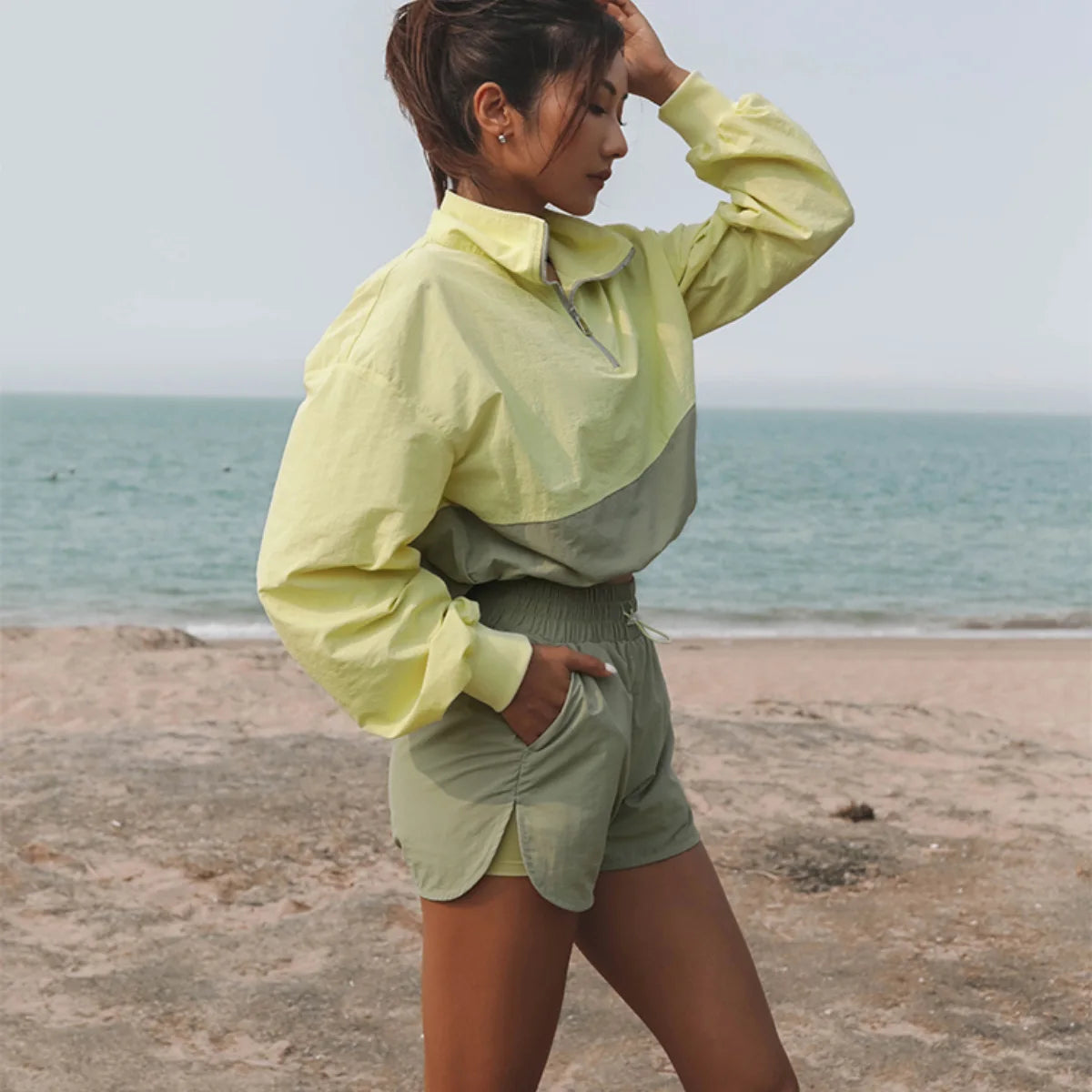 Casual Two Piece Pullover Shirt and Shorts Set for Women